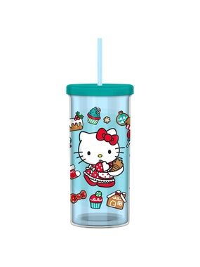 NWT Silver Buffalo Sanrio Hello Kitty Holiday Baking Plastic Tall Cold Cup 20oz